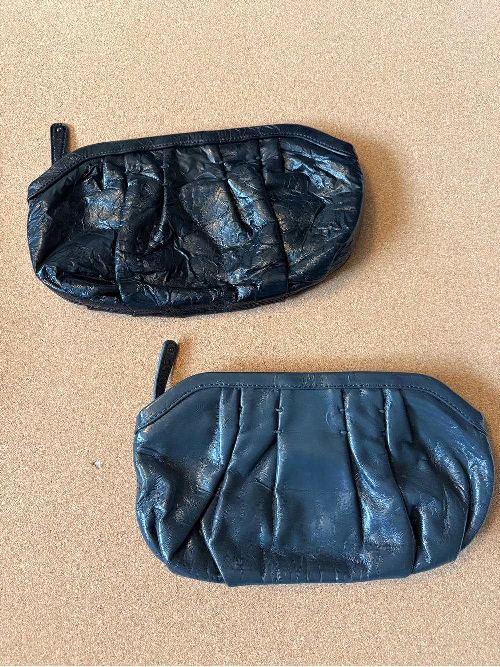 GAP Black Pleated Leather Cosmetic Pouch (Set of 2)